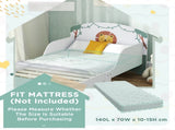 Toddler Bed with Storage, Guardrails, Lion Design, for Ages 3-8 Years, Fits 140 x 70cm Mattress, T3398P422138