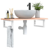Basin Shelf Wall Mounted Steel and Solid Wood Oak 3302544