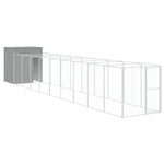 Dog House with Run Light Grey 165x1067x181 cm Galvanised Steel 3189107