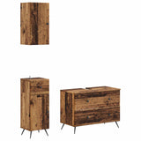3 Piece Bathroom Cabinet Set BREDA Old Wood Engineered Wood 3417808