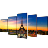 Canvas Wall Print Set Eiffel Tower 200 x 100 cm 241559