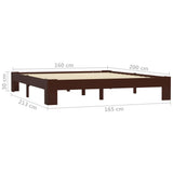 Bed Frame without Mattress Dark Brown Solid Pine Wood 160x200 cm 283302