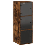 Wall Cabinet with Glass Doors Smoked Oak 35x37x100 cm 836487