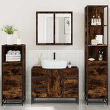 4 Piece Bathroom Furniture Set Smoked Oak Engineered Wood 3301262