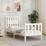 Bed Frame without Mattress White Small Single Solid Wood Pine 3192387