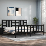 Bed Frame without Mattress Black 200x200 cm Solid Wood Pine 3191995