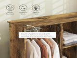 Open Wardrobe Double Mobile Storage Shelves Organizer W/6 Wheels-Rustic Brown T3398P328096