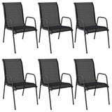 Garden Chair Set of 6 Black and anthracite Steel, Textilene Large 316819