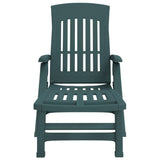 Folding Sun Lounger with Wheels Green PP 364697