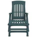 Folding Sun Lounger with Wheels Green PP 364697