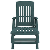 Folding Sun Lounger with Wheels Green PP 364697