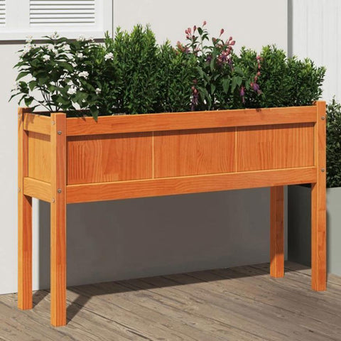 Garden Planter with Legs Wax Brown 110x31x70 cm Solid Wood Pine 837568