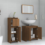 3 Piece Bathroom Furniture Set Brown Oak Engineered Wood 3143933