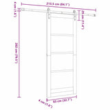 Sliding Door Manual Natural and black 83 x 202 cm 3333308