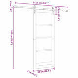Sliding Door ORKDAL White 83 x 202 cm Solid Pine Wood and Glass 3331970