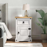 Bedside Table Corona White 45 x 35 x 64 cm Solid Pine Wood 42021186