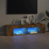 TV Cabinet with LED Lights Smoked Oak 135x39x30 cm 815693