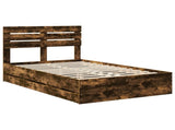 Bed Frame with Drawer Smoked Oak 135 x 190 cm Engineer Wood 3411512