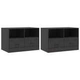 TV Cabinets 2pcs Black 67x39x44 cm Steel 841740