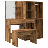 Dressing Table Set with LED Old Wood Engineered Wood 3329181