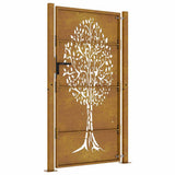 Garden Gate 100x175 cm Corten Steel Tree Design 153218