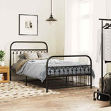 Metal Bed Frame without Mattress with Footboard Black 107x203cm 376614