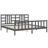 Bed Frame without Mattress Grey 200x200 cm Solid Wood Pine 3191993