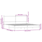 Metal Bed Frame without Mattress Smoked Oak 183x213 cm 3301378