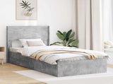 Bed Frame with Storage and Headboard Concrete Grey 75 x 190 cm 3414526