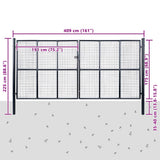 Mesh Garden Gate Galvanised Steel 400x200 cm Grey 143379