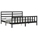 Bed Frame without Mattress Black 200x200 cm Solid Wood Pine 3191930