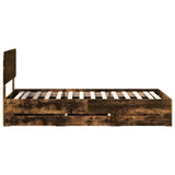 Bed Frame with Drawer Smoked Oak 75 x 190 cm Engineered Wood 3412238
