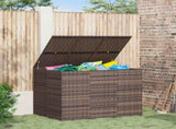 Garden Cushion Box PE Rattan 145x100x103 cm Brown 317230
