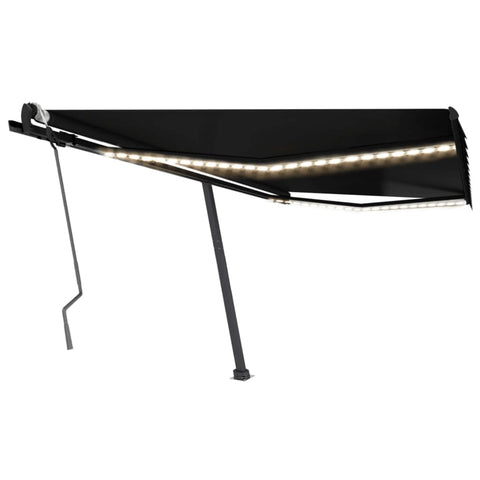 ZNTS Manual Retractable Awning with LED 450x300 cm Anthracite 3069764