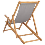 Beach Chair Light Grey Solid Teak Wood 42032667