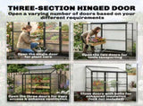 Polycarbonate Greenhouse with 3 Hinged Doors, Top Vent, Lean-to Green House, Walk-in Greenhouse, 6 x T3398P549954