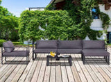 6 PCs Outdoor Indoor Sectional Sofa Set Thick Padded Cushions Aluminium Frame 5 Seaters 1 Coffee T3398P322133