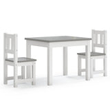 3 Piece Children Table and Chair Set White and Grey MDF 10409