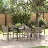 Garden Dining Set with Cushion 7 pcs Grey Poly Rattan 3379713