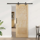 Sliding Door Set Manual Natural and black 73.5 x 198.5 cm 3333606