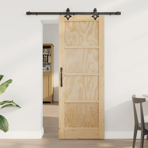 Sliding Door Set Manual Natural and black 73.5 x 198.5 cm 3333606
