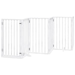 Dog Gate with Door Foldable 15 Panels White 750 cm Poplar Wood 3155540