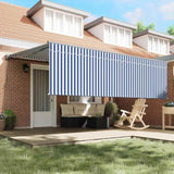 Retractable Awning Manual Blue and white 450 x 300 cm Fabric 3330853