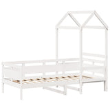 Day Bed with Roof without Mattress White 80x200 cm Solid Wood 3282291