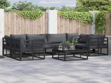 Garden Sofa Set with Cushion 7 pcs Black Aluminium 3378945
