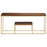 Coffee Table Gold Stainless Steel and Solid Wood Sleeper 350022