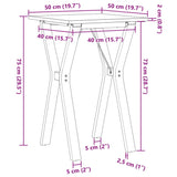 ZNTS Dining Table Y-Frame 50x50x75 cm Solid Wood Pine and Steel 3282713