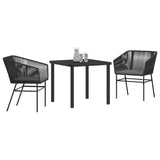 Garden Dining Set with Cushion 3 pcs Black Powder-Coated Steel 3380918
