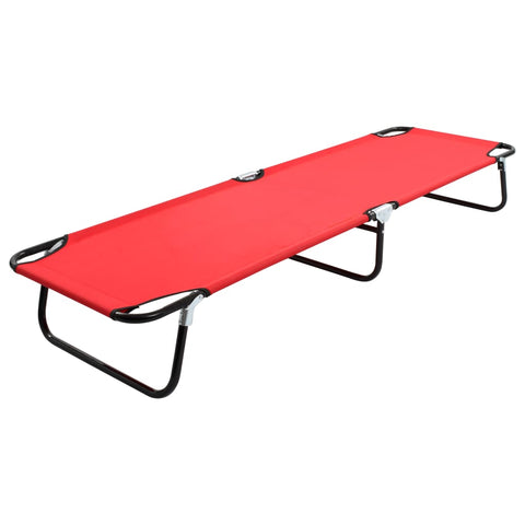 Folding Sun Lounger Red Steel 47756