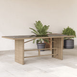 Garden Table with Glass Top Beige 190x80x74 cm Poly Rattan 365307